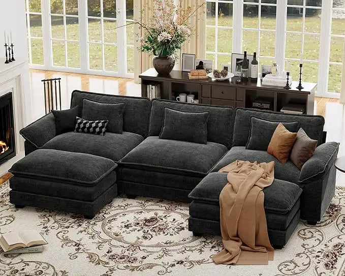 Modular Sectional Sofa With Movable Ottomans For Flexible Configurations