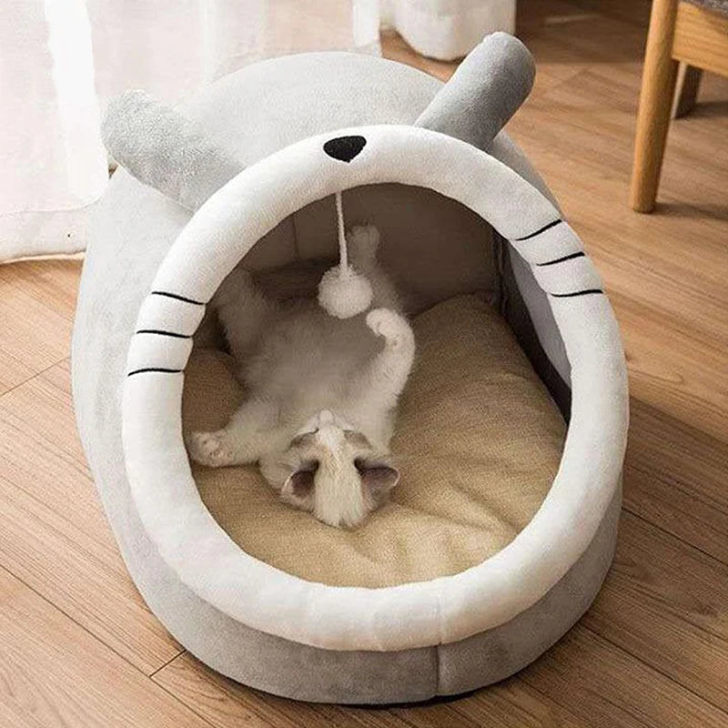 Deep Sleep Cartoon Cat Bed Foldable Removable Washable Pet
