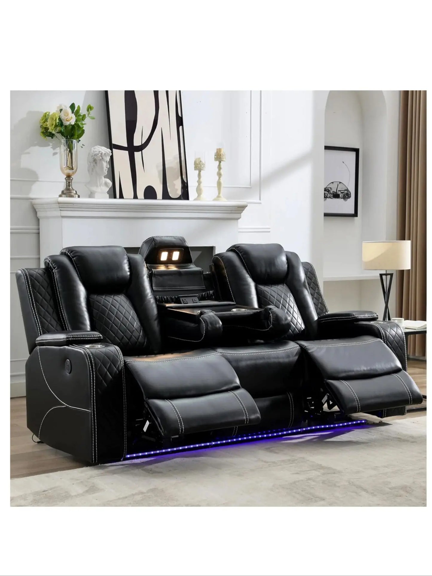 Todrani Power Reclining Sofa With Wireless Charger And Drop-down Table