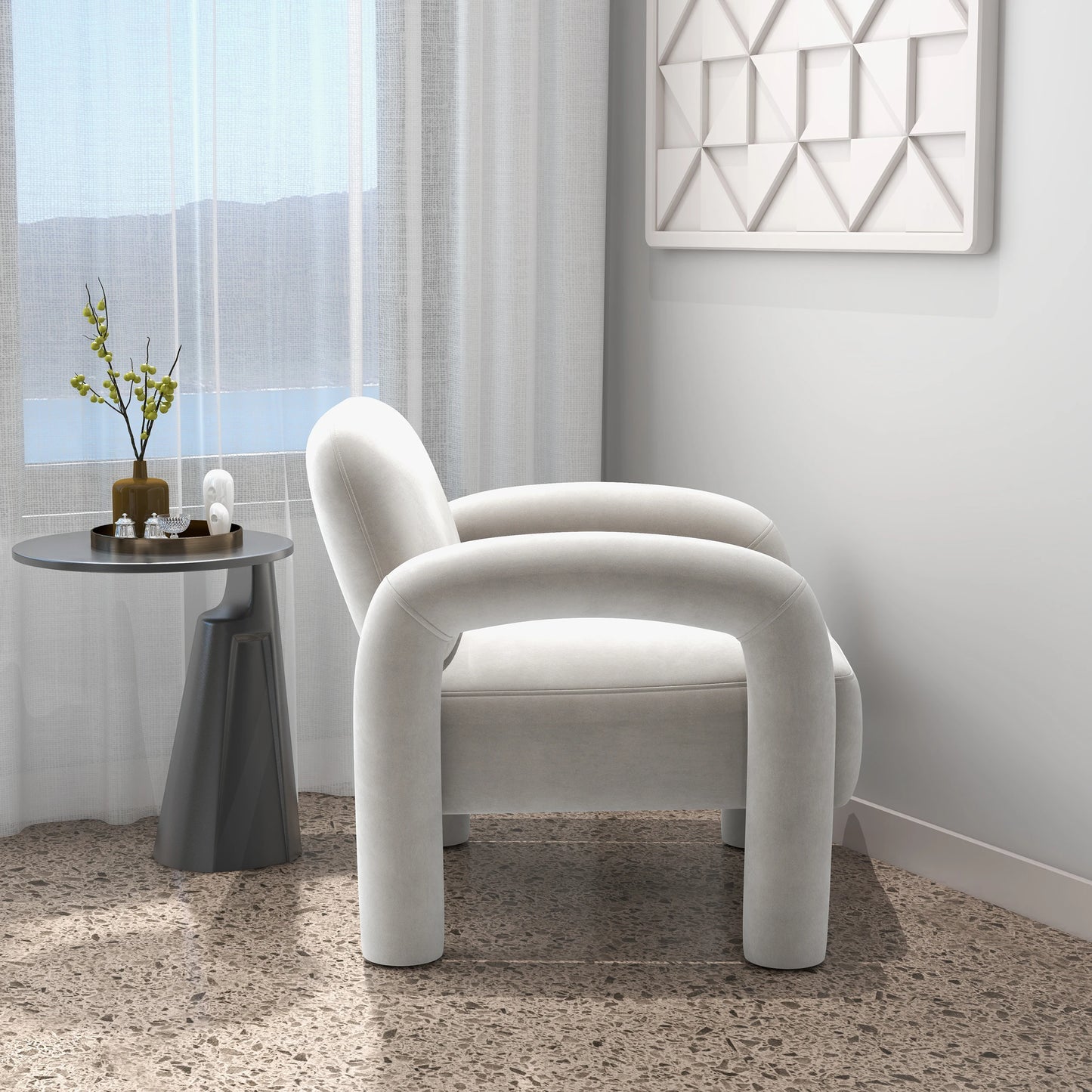 Seynar Mid Century Velvet Upholstered Accent Chair For Living Room