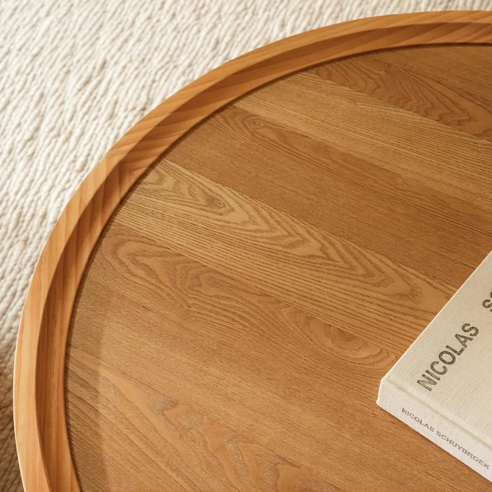 Round Nesting Coffee Tables Wood Look Finish Space Saving