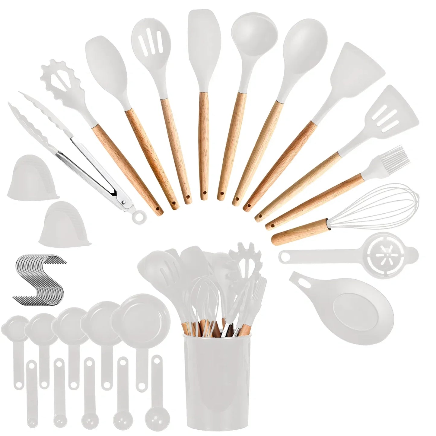 35 Piece Kitchen Utensils Set With Holder And Egg Whisk