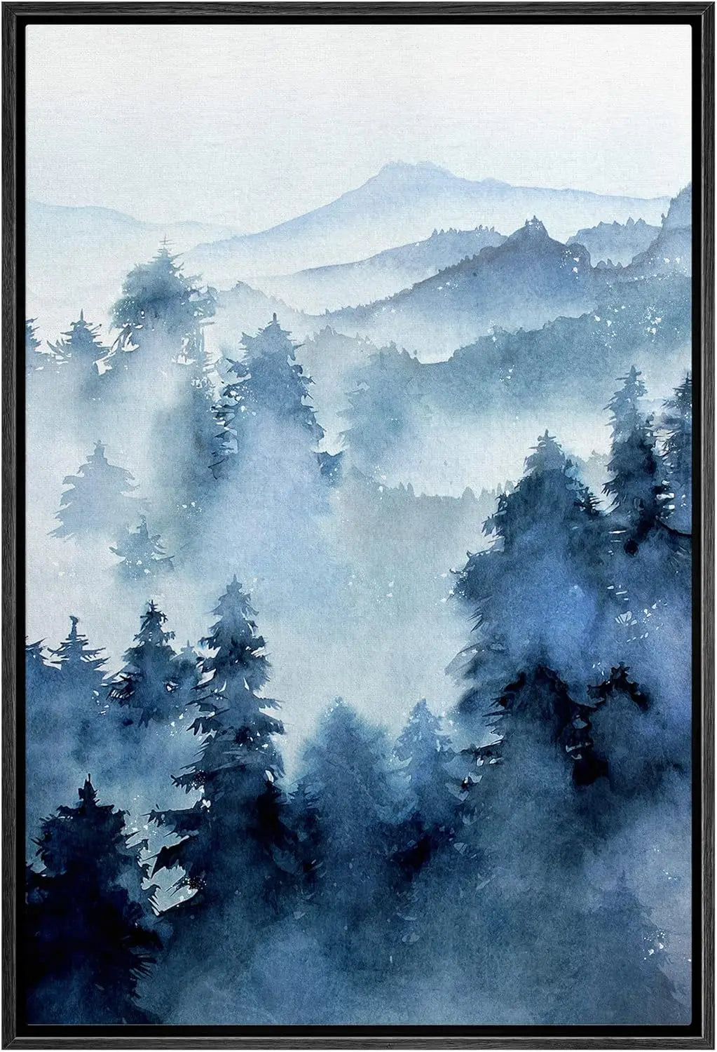 Framed Deer Canvas Wall Art With Birds On Antlers Wildlife