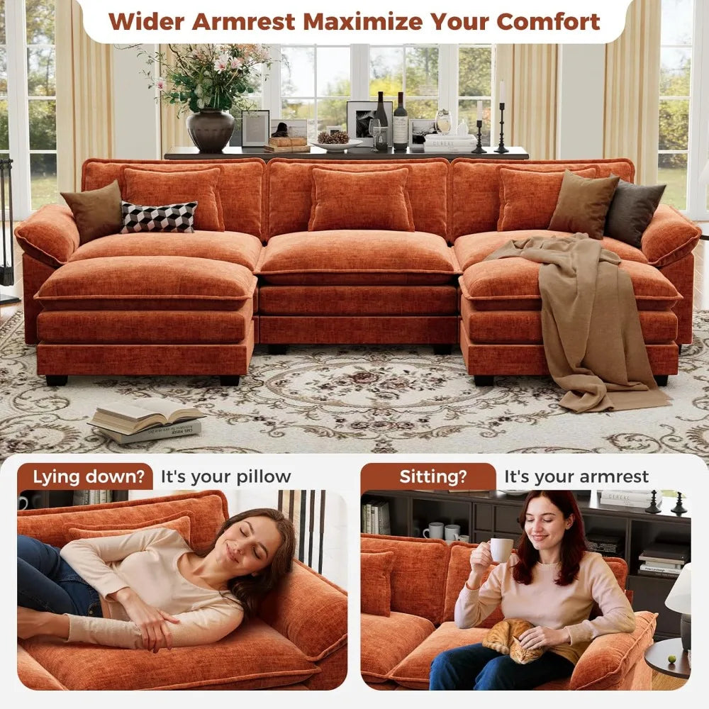 Modular Sectional Sofa With Movable Ottomans For Flexible Configurations