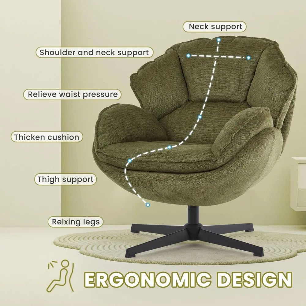 Swivel Accent Chair Upholstered Armchair With Metal Legs