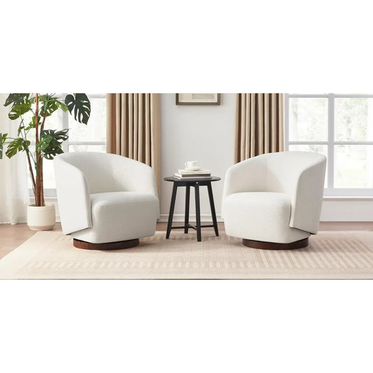 Swivel Upholstered Accent Chair Rubberwood 360 Rotation