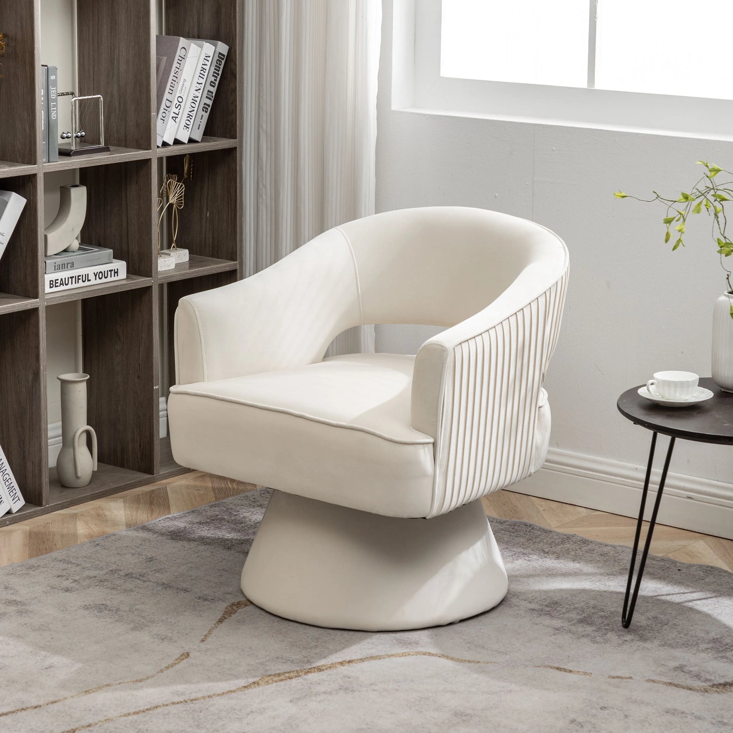 SEYNER Modern Velvet Swivel Arm Chair For Living Room Lounge