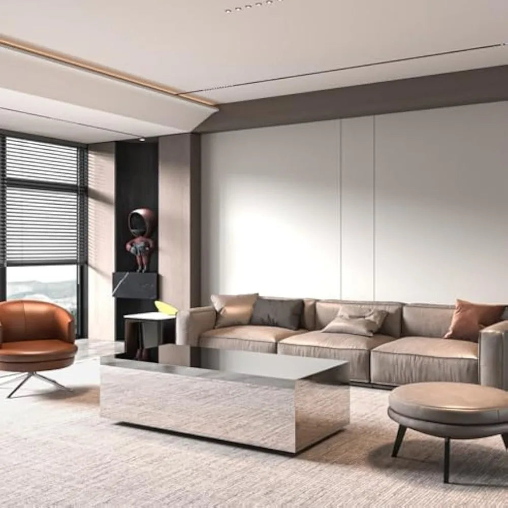 Mirrored Glass Coffee Table With Tempered Top for Lounge