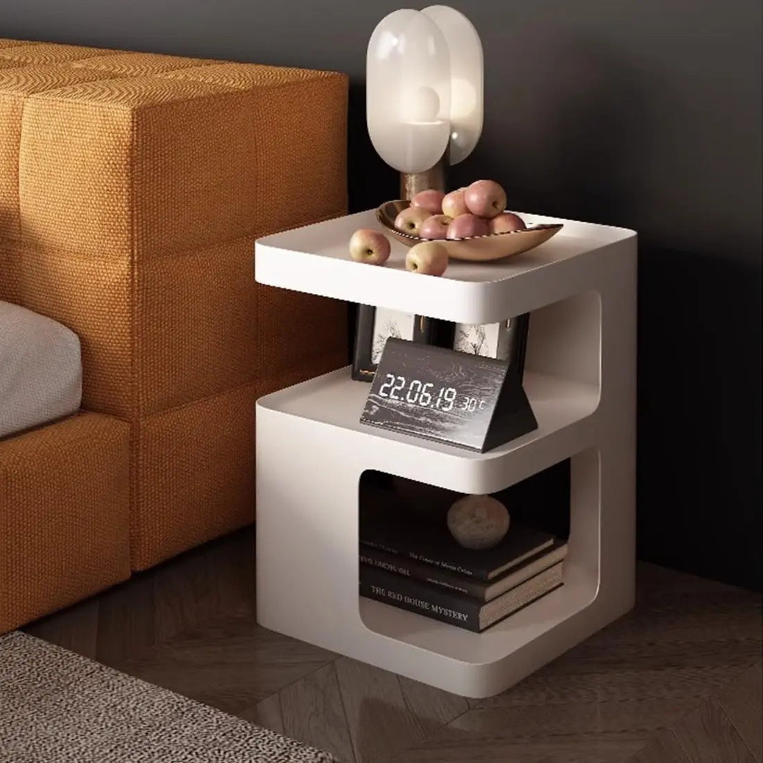 Modern Metal Nightstand Side Table With 3-Tier Storage
