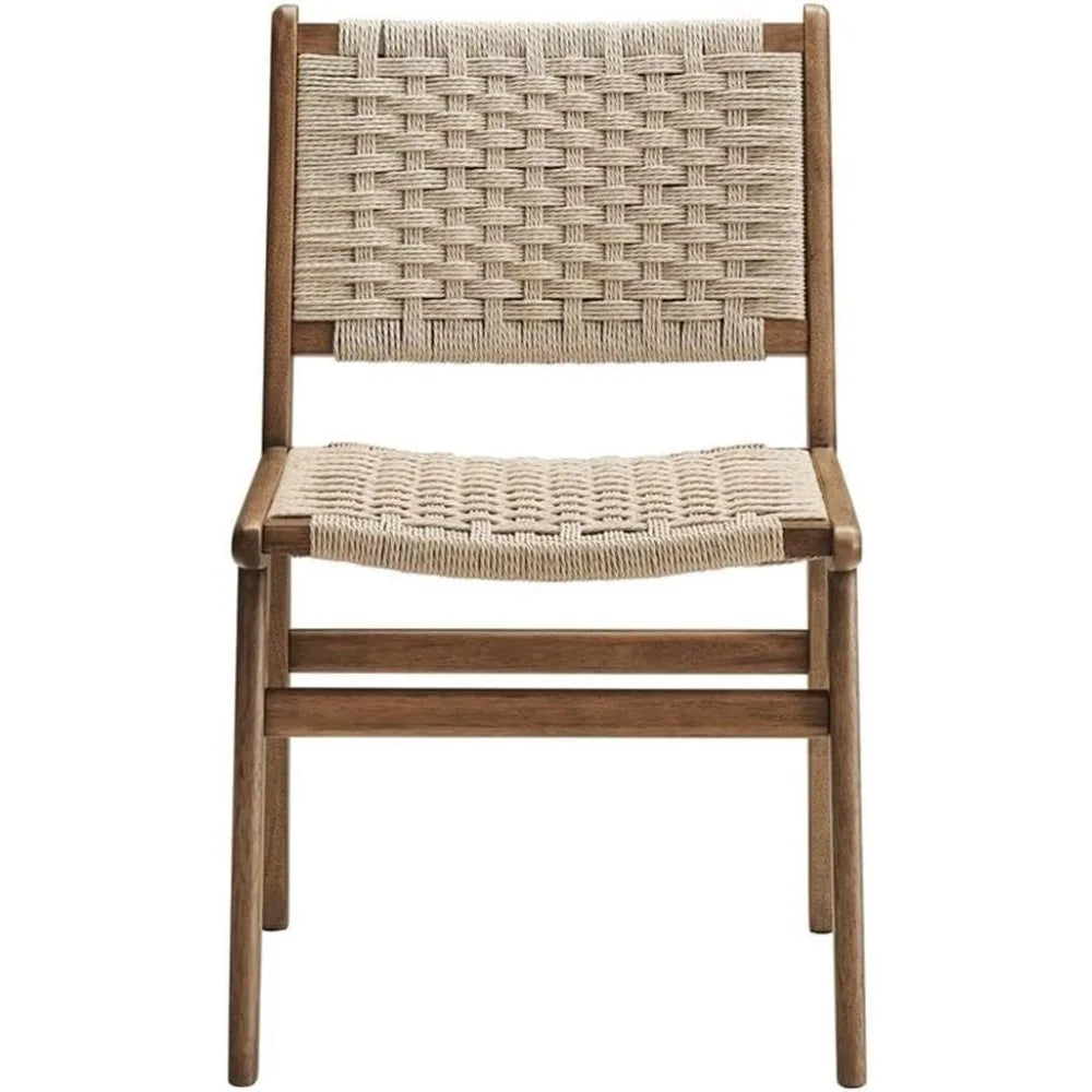 Saoirse Woven Rope Wood Dining Side Chair With Fabric Seat