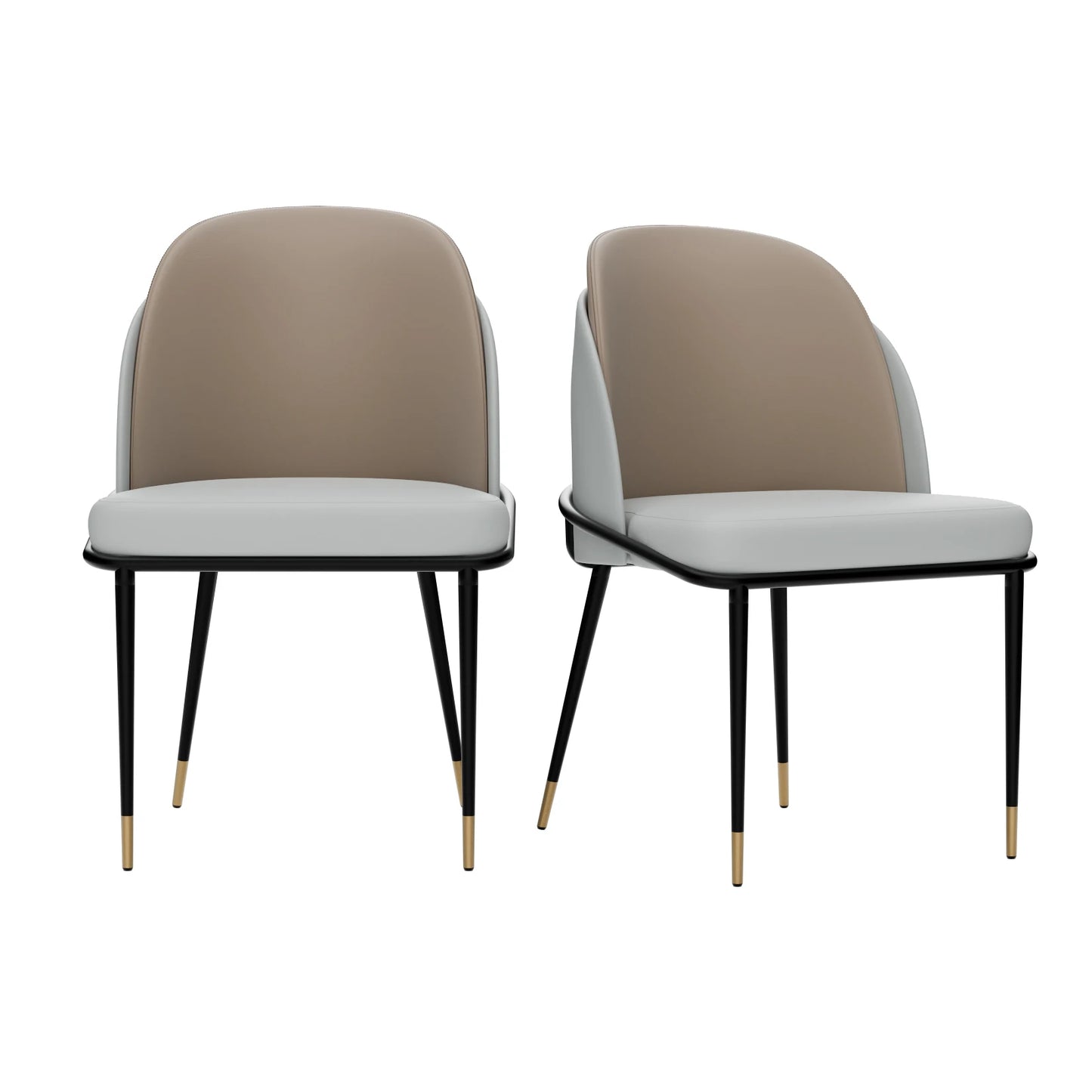 Set Of 2 Luxurious Upholstered Dining Chairs In Microfiber Leather