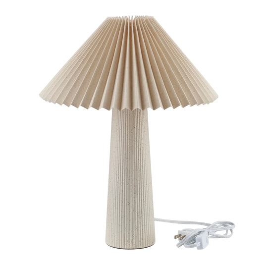 Ribbed Ceramic Table Lamp With Pleated Shade Living Room