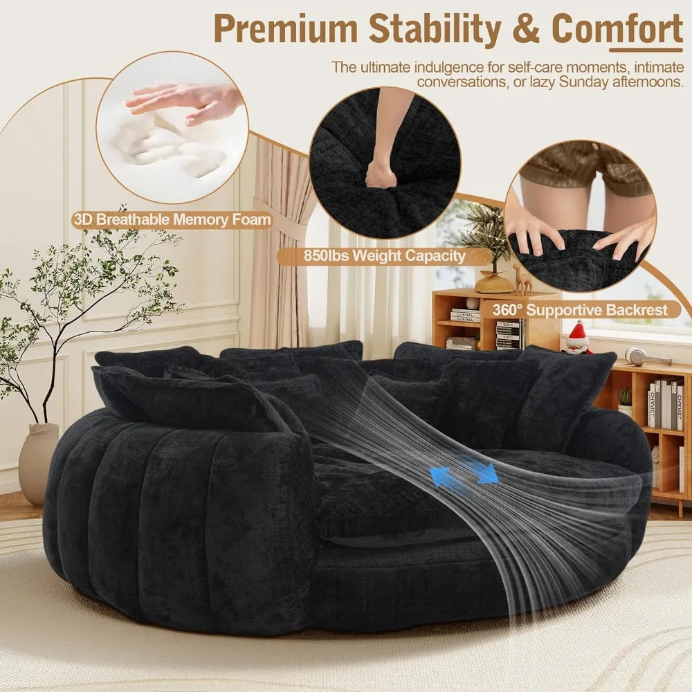 Sofa Bed With Chaise Lounge Chenille Upholstered Modern Couch