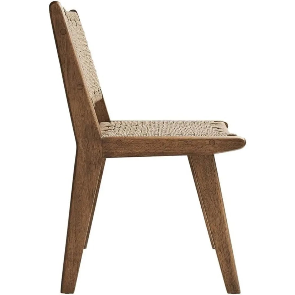 Saoirse Woven Rope Wood Dining Side Chair With Fabric Seat