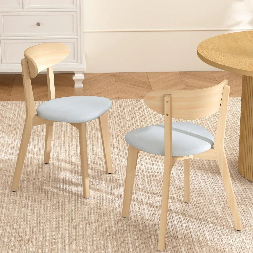 Mid Century Modern Linen Upholstered Dining Chair Set