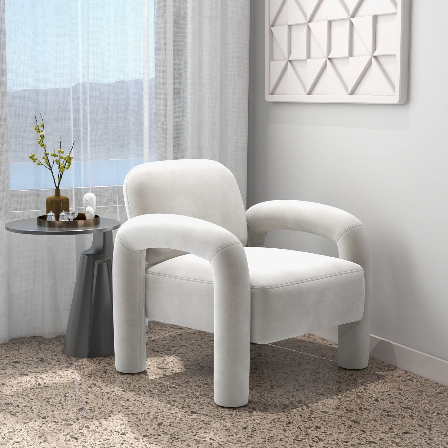 Seynar Mid Century Velvet Upholstered Accent Chair For Living Room