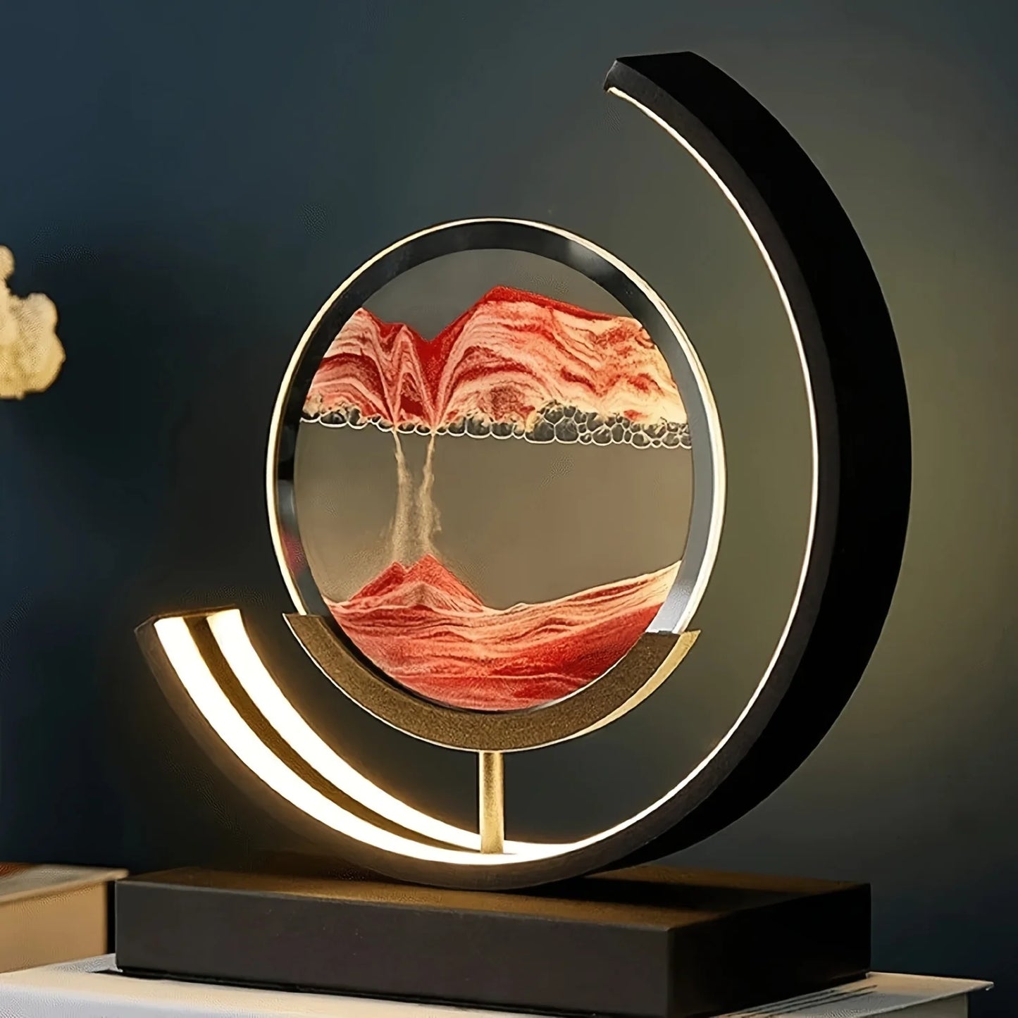 Moving Sand Art Lamp Motion Round Picture With Stand