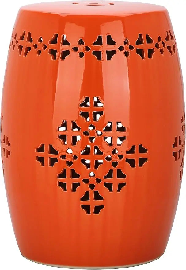 Safavieh Home Collection Quatrefoil Ceramic Garden Stool Indoor Outdoor Fully Assembled