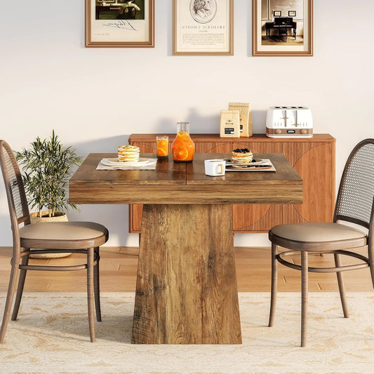 Tribesigns Square Dining Table For Four With Pedestal Base
