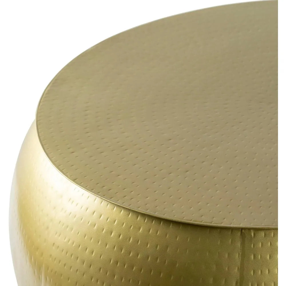 Ladis Modern Glam Gold Round Coffee Table For Living Room
