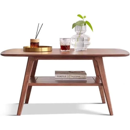 Oak Wood Coffee Table 2 Tier Modern Center Living Room