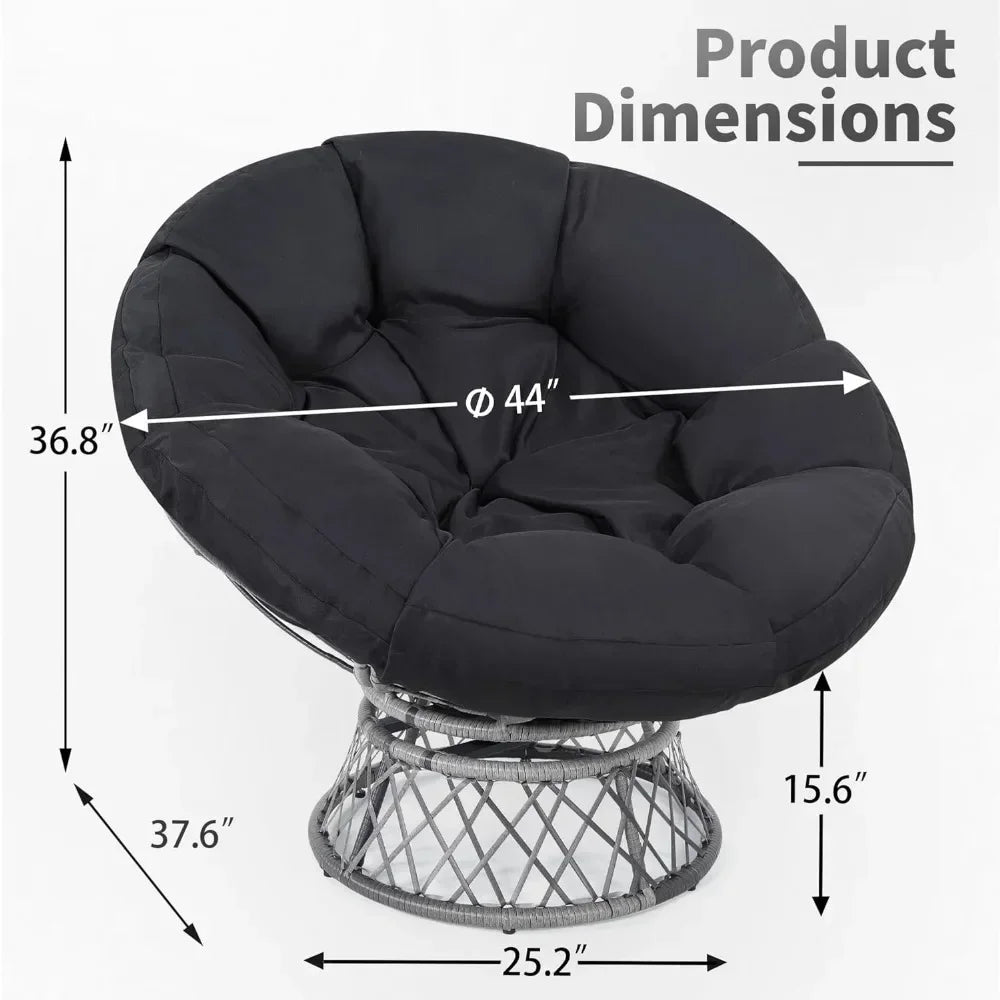 Papasan Chair With Cushion And Frame Waterproof 360 Swivel