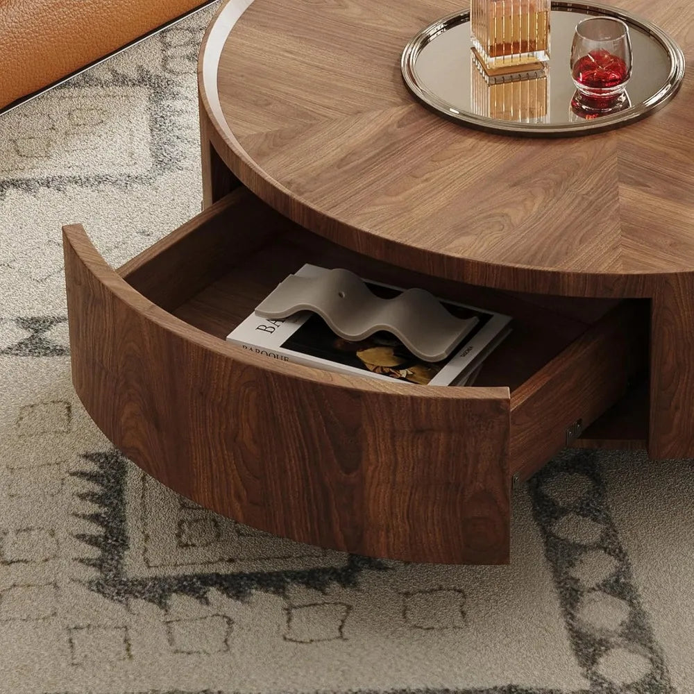 Mid-Century Walnut Coffee Table With Storage Drawers