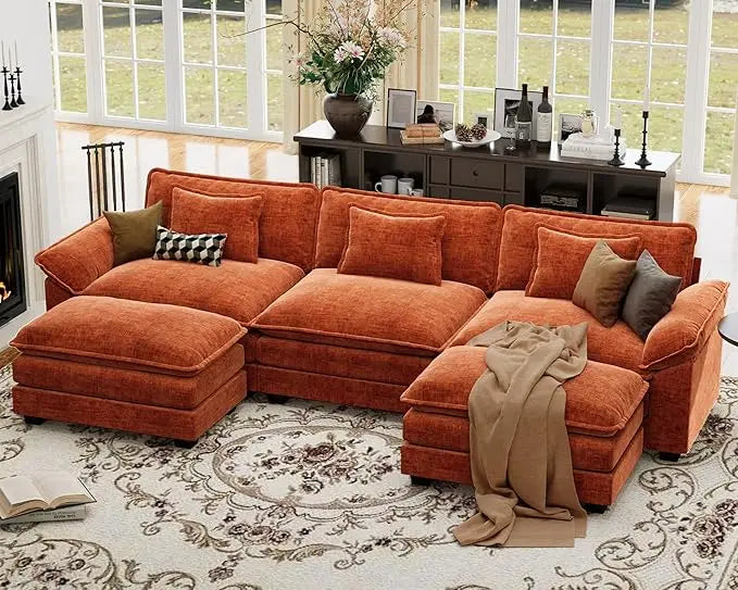 Modular Sectional Sofa With Movable Ottomans For Flexible Configurations