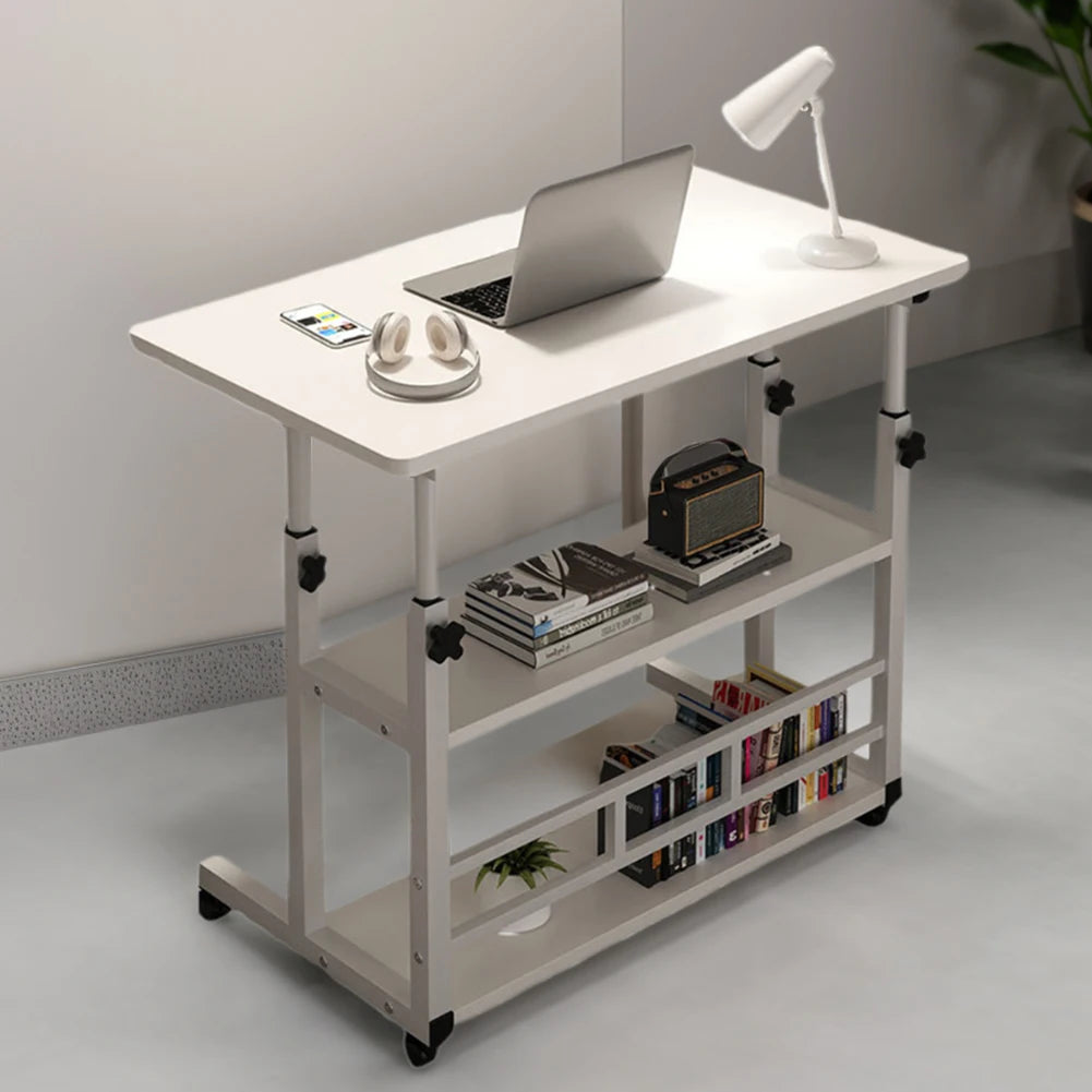 Height Adjustable Computer Desk With Wheels And Storage