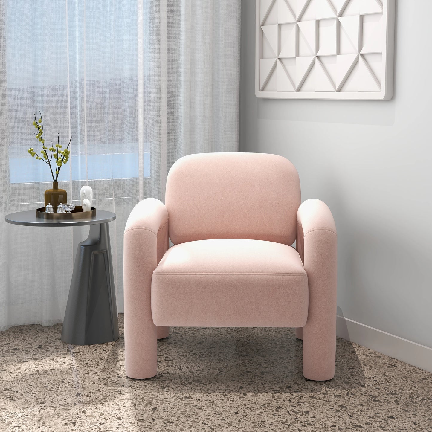 Seynar Mid Century Velvet Upholstered Accent Chair For Living Room