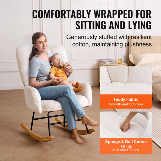 VEVOR Nursery Glider Rocking Chair Upholstered For Home Use