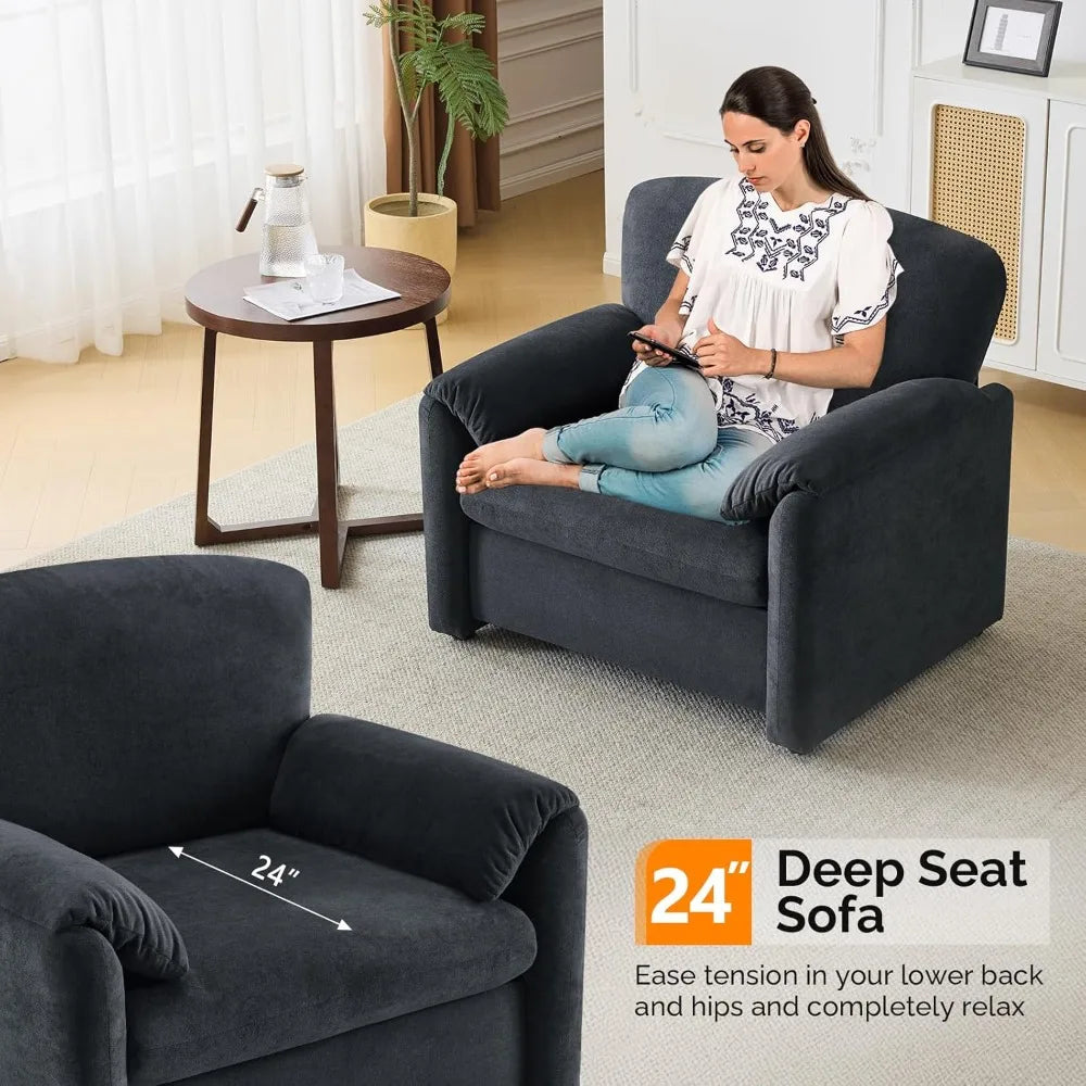 Soft Upholstered Chenille Lounge Chairs For Living Room