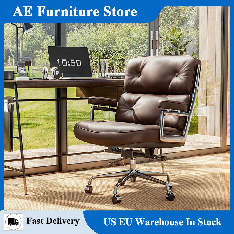 Executive Leather Office Chair With Ergonomic Swivel