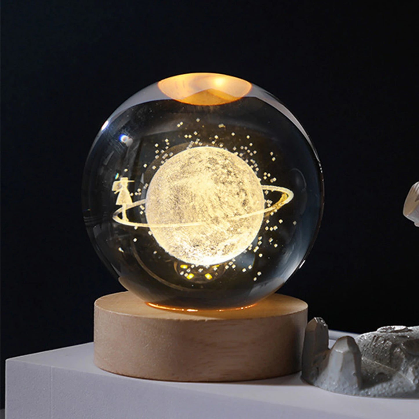 Crystal Ball Night Light Moon Table Lamp USB Decor Gifts