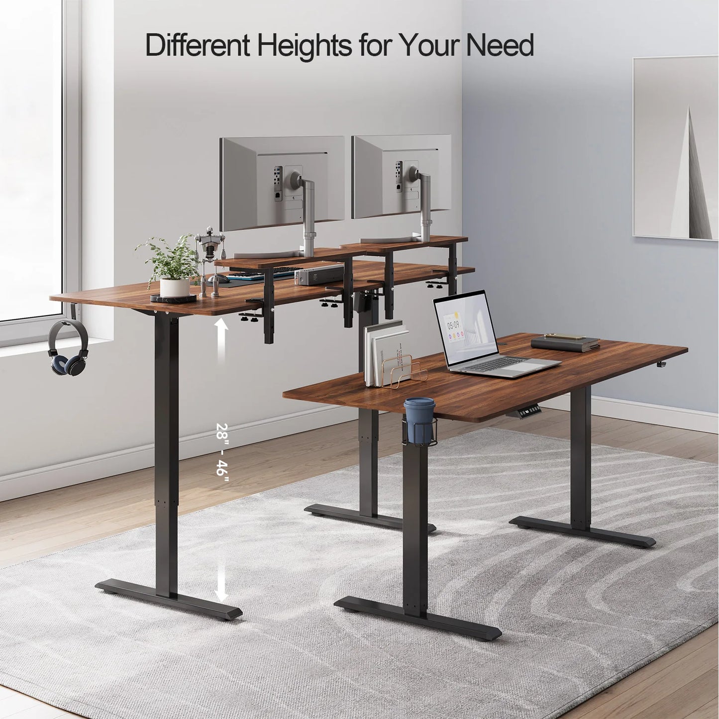 ONBRILL Standing Desk With 2 Adjustable Monitor Shelves