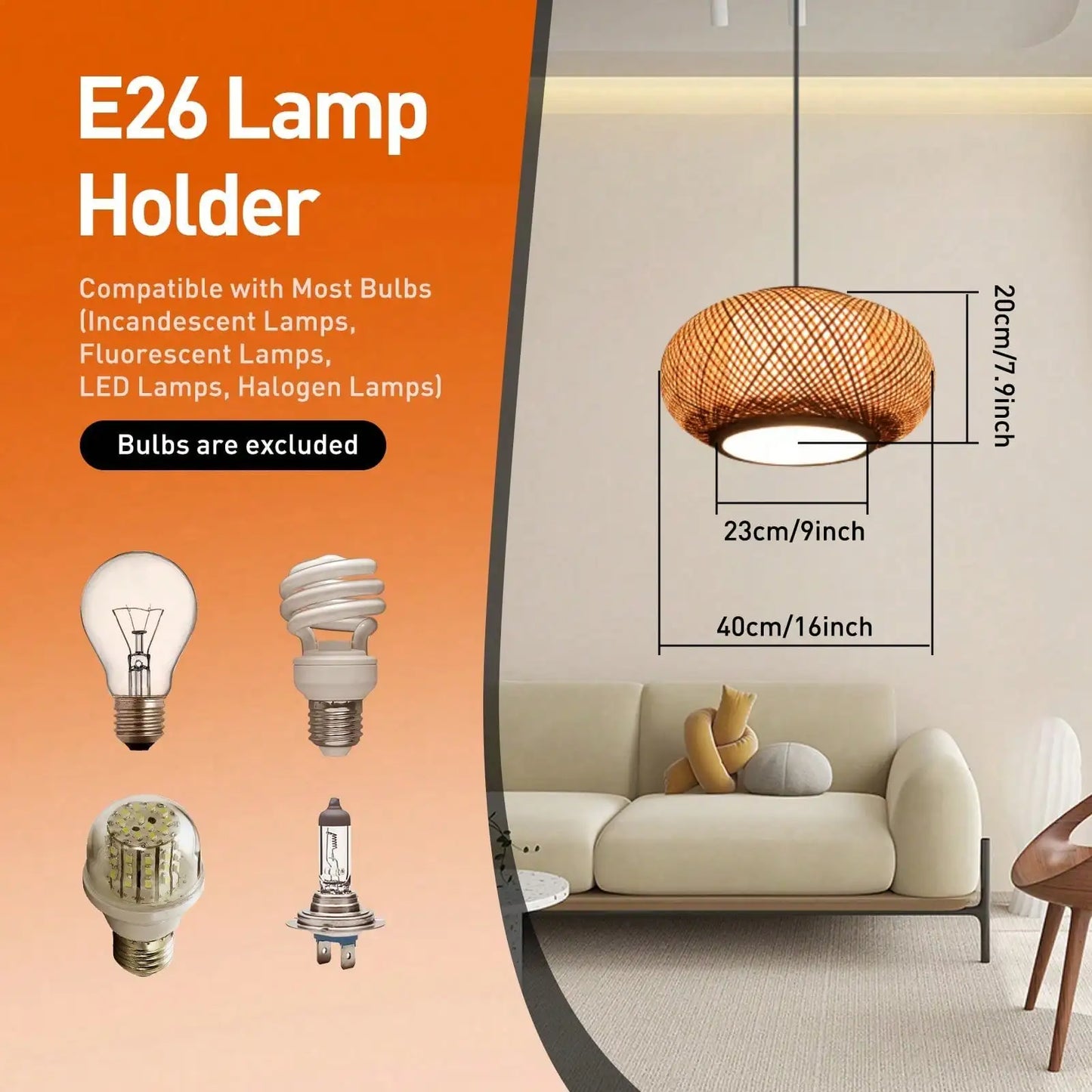 Vintage Bamboo Wicker Rattan Pendant Light Retro Ceiling