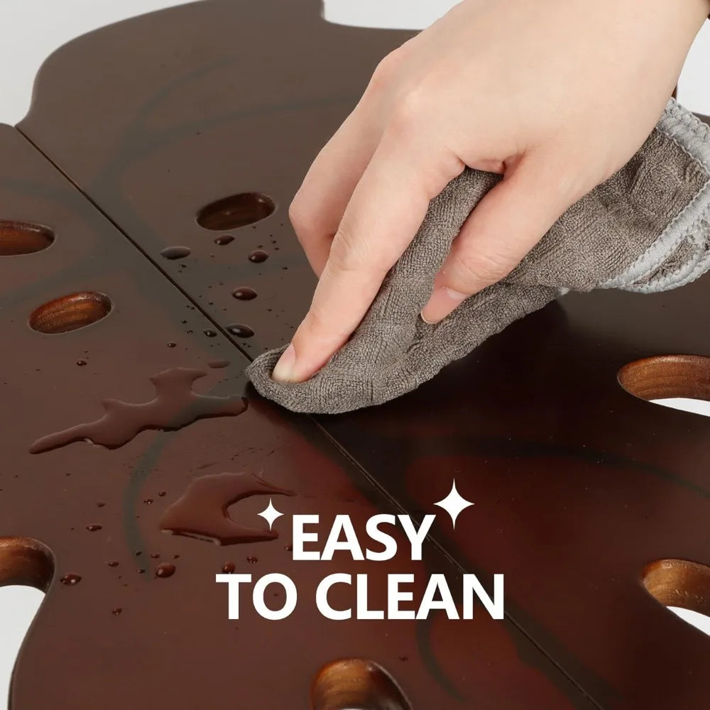 Monstera Leaf Nesting Tables Set of 2 Modern Wood Tables