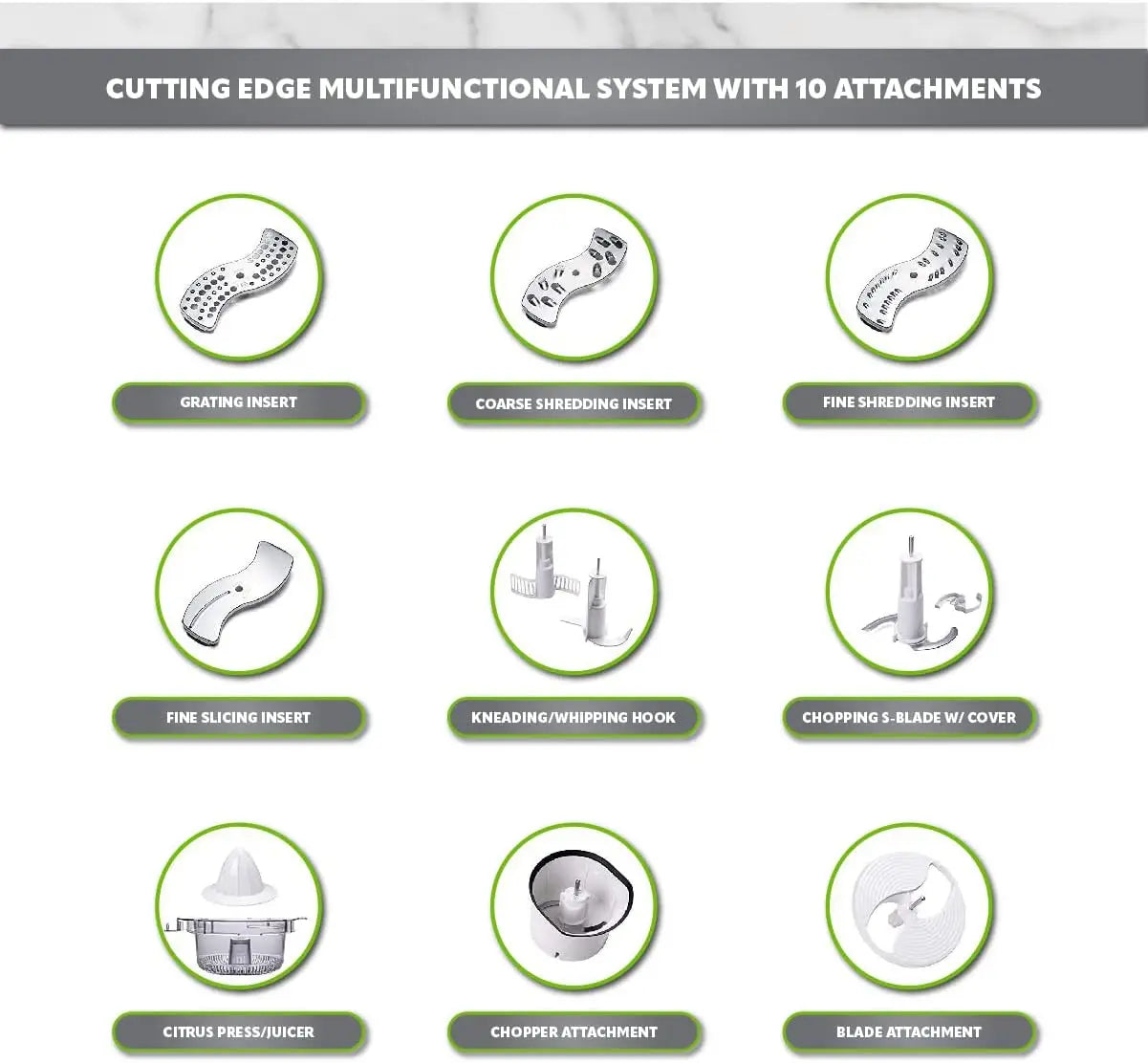 German Engineered 12 Cup Food Processor With 9 Attachments