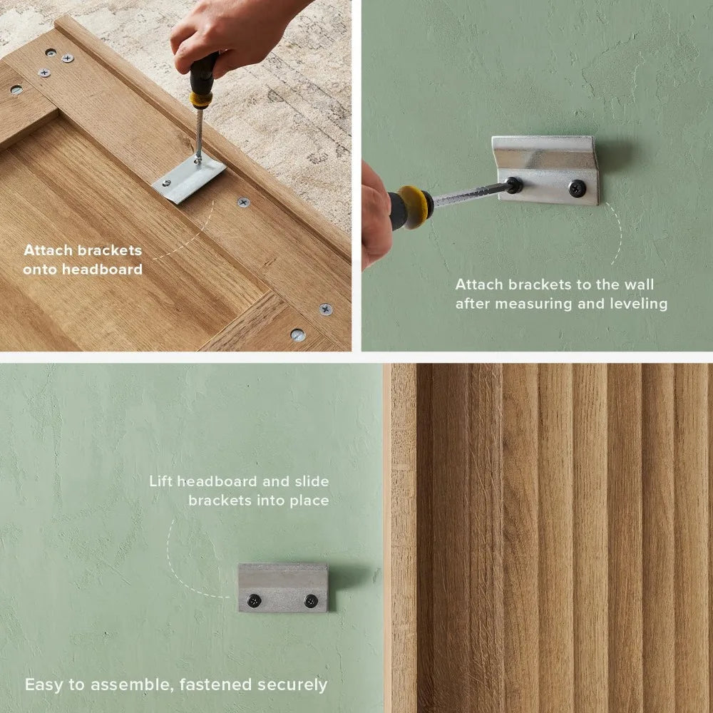 Mopio Brooklyn Wood Headboard Modern Farmhouse Bohemian Wall Mount