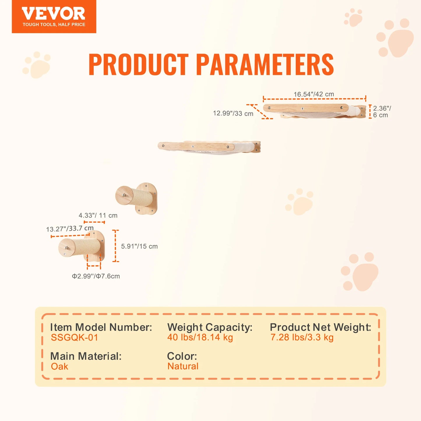 SucceBuy Wall Mounted Cat Shelves and Perches with Jumping Boards and Hammocks Cat Tree