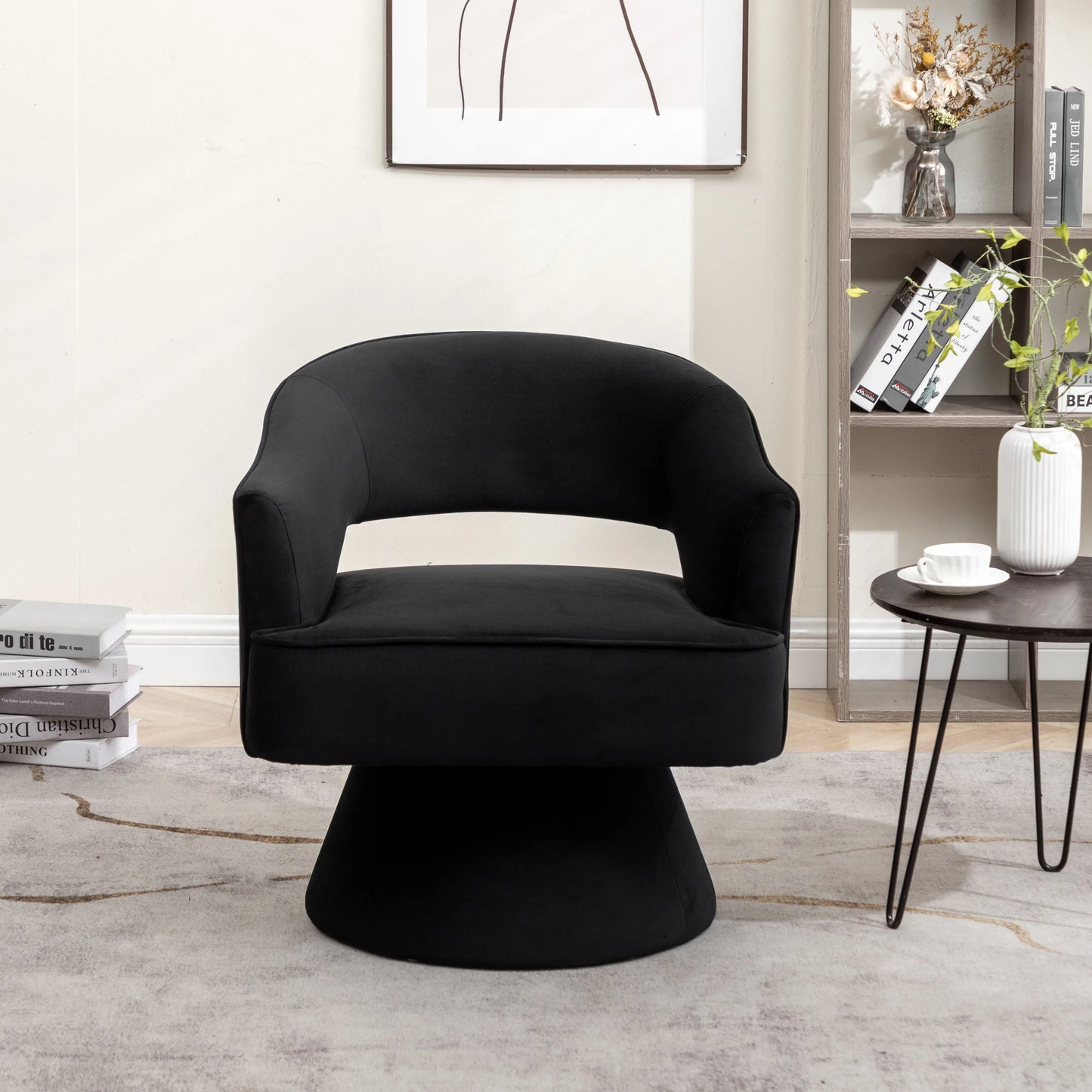 SEYNER Modern Velvet Swivel Arm Chair For Living Room Lounge